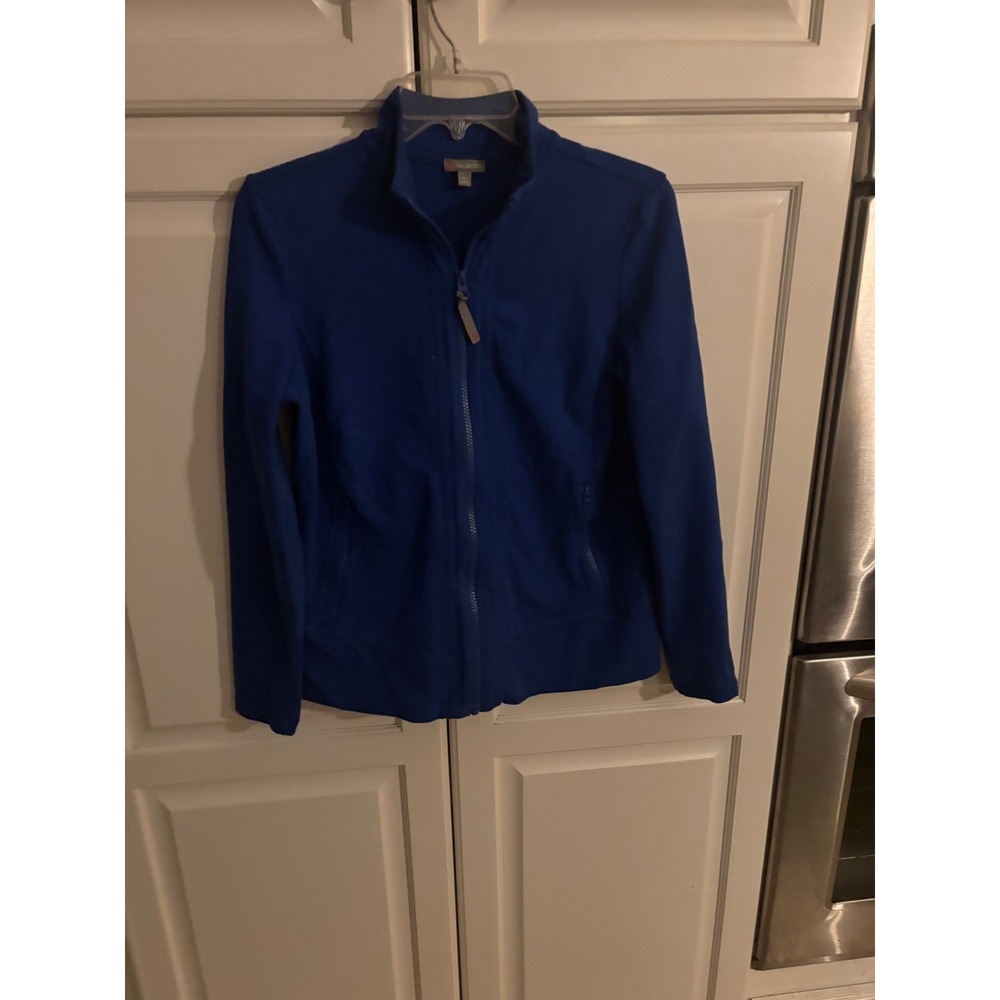 Talbots T by Talbots Royal Blue Full Zip Track Jacket Mock Neck Petite Medium